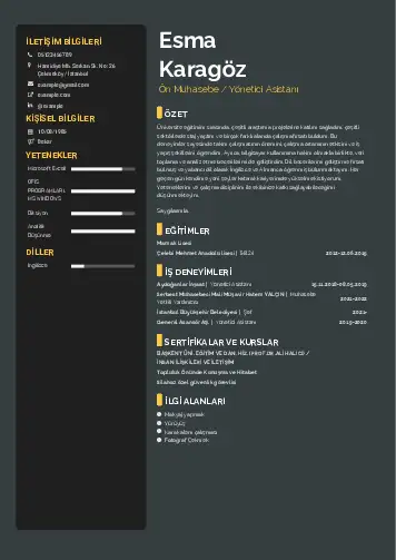 Yönetici Asistanı Cv Örnekleri cv indir